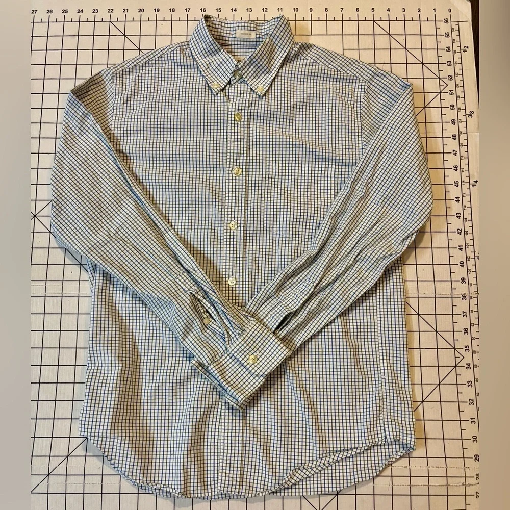 J. Crew Men’s Size Small White/Blue/Green Washed Casual Tailored Fit Button Down